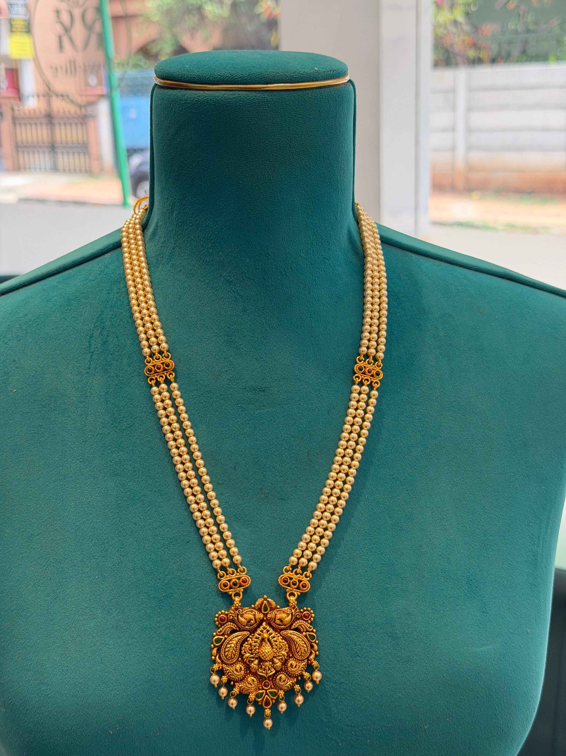 Beads Chain With Pendant in 92.5 Silver Gold Polished (6737)