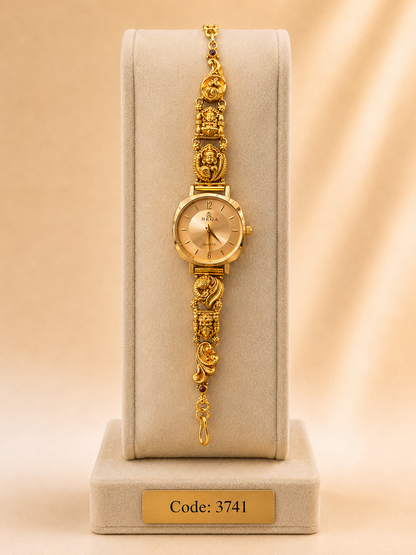 Gold Polished 925 Silver Antique Watch for Women (3741)