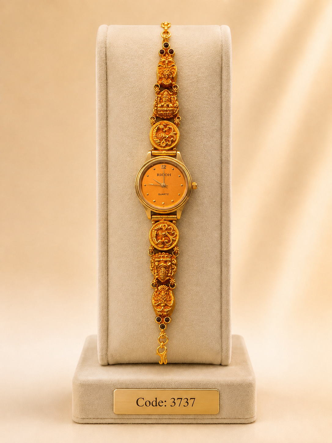 Gold Polished 925 Silver Antique Watch for Women (3737)