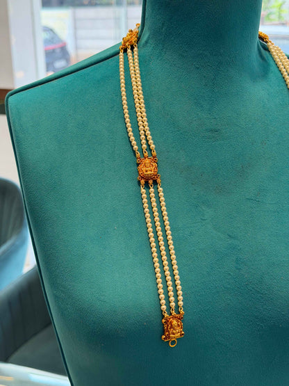 Beads Chain Without Pendant in 92.5 Silver Gold Polished (6754)