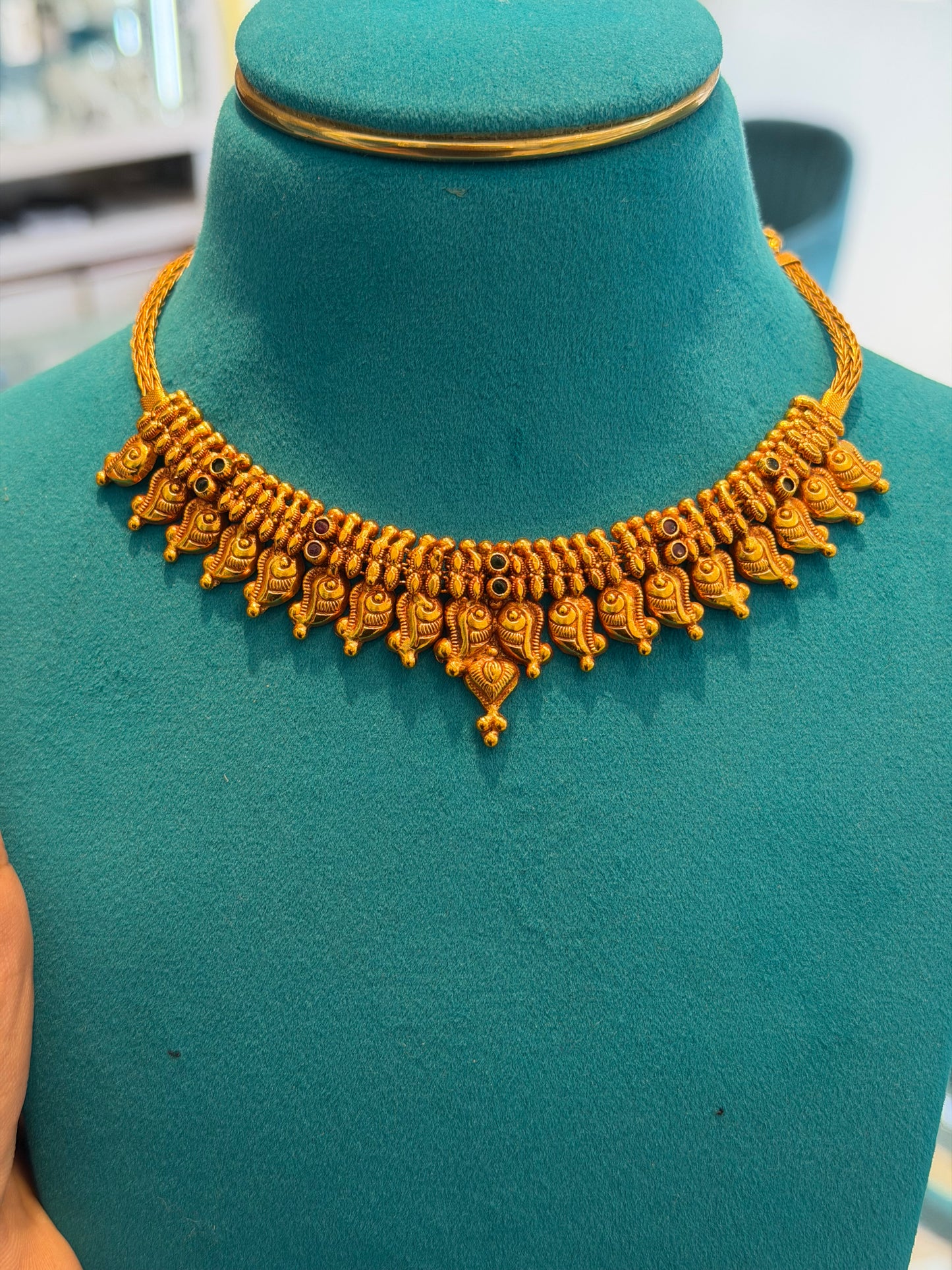 Short Necklace 92.5 Silver Gold Polish (9783)
