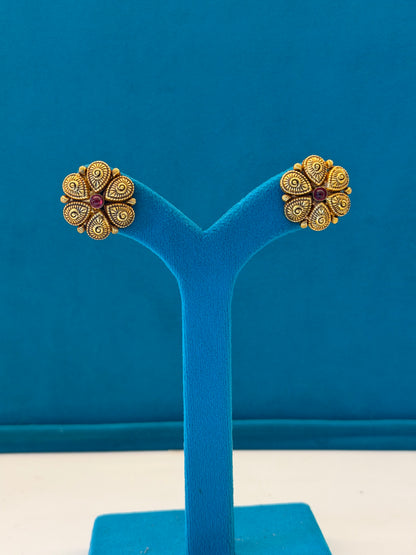 EARINGS/TOPS 92.5 SILVER GOLD POLISHED (1038)