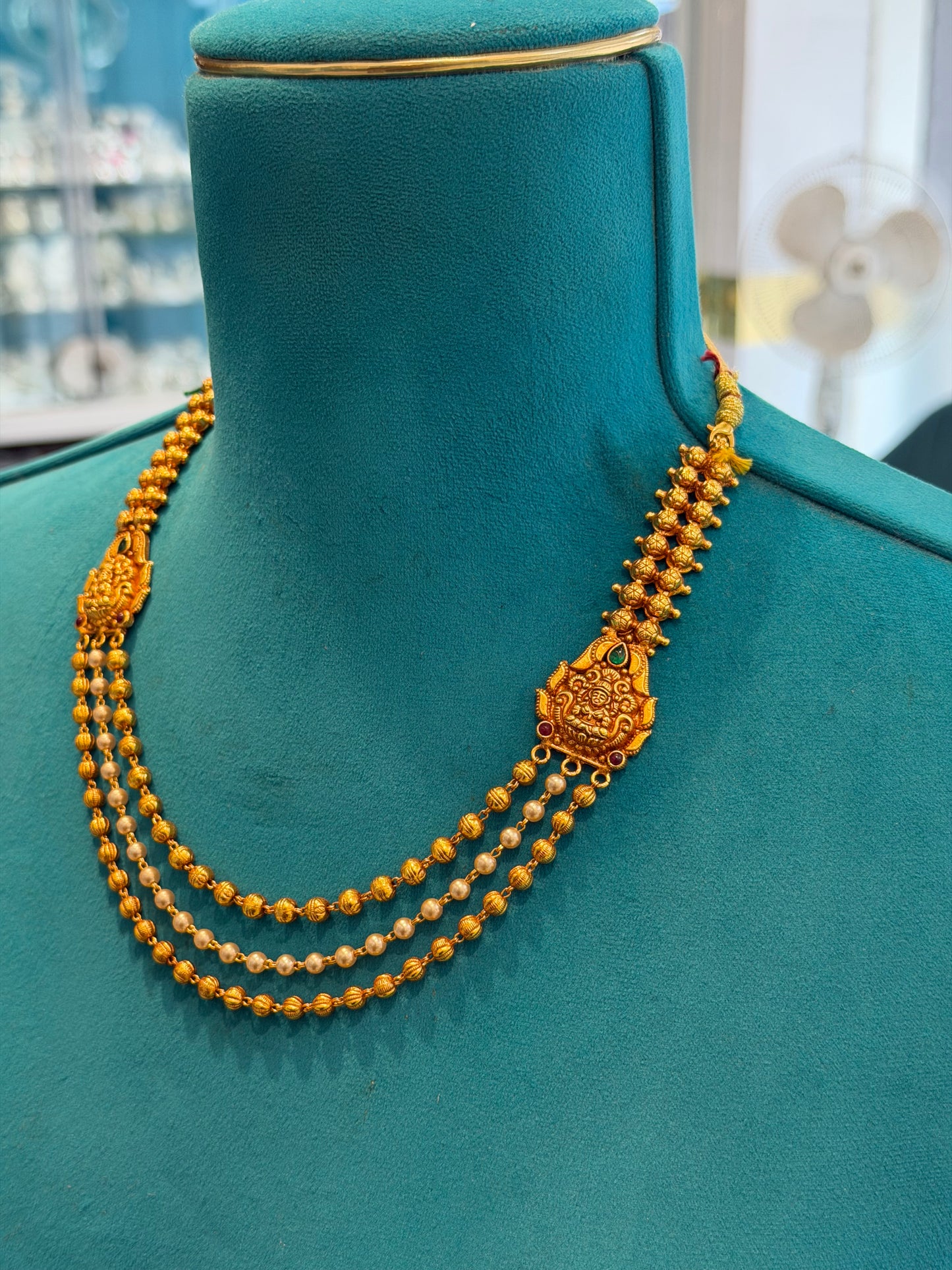 Beads Chain in 92.5 Silver Gold Polished (6733)