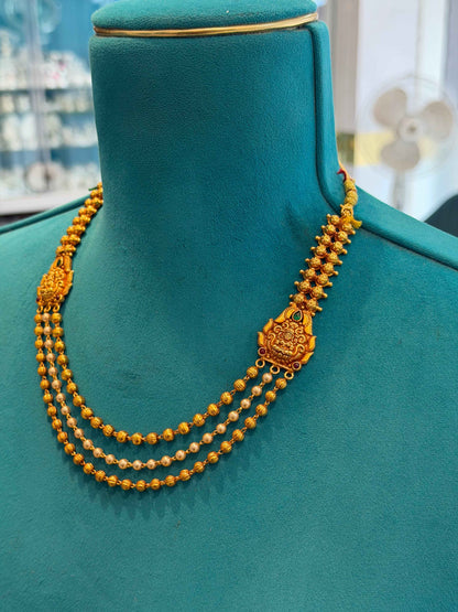 Beads Chain in 92.5 Silver Gold Polished (6733)