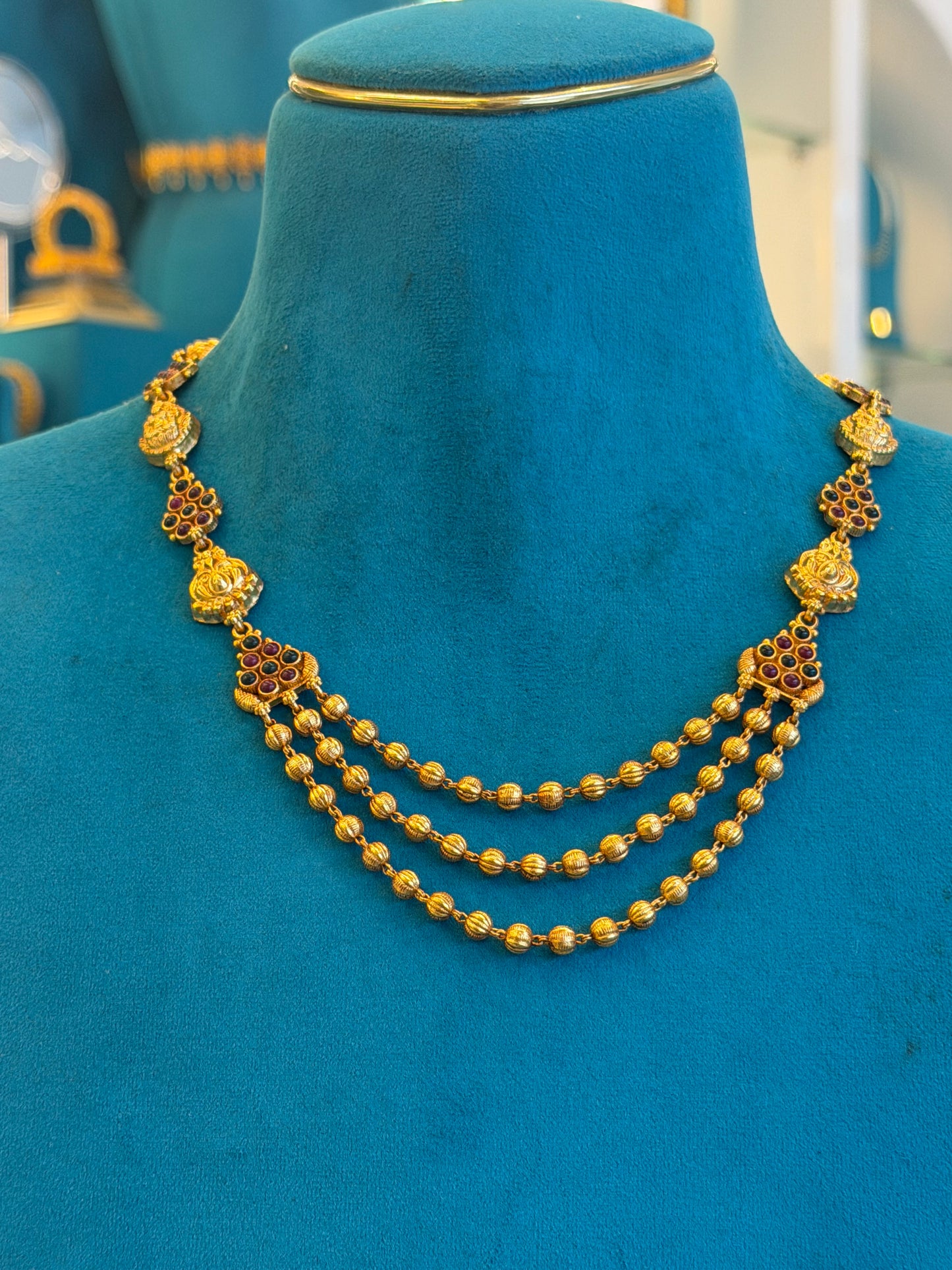 Beads Chain Fancy in 92.5 Silver Gold Polished(6775)
