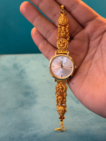 Gold Polished 925 Silver Antique Watch for Women (3743)