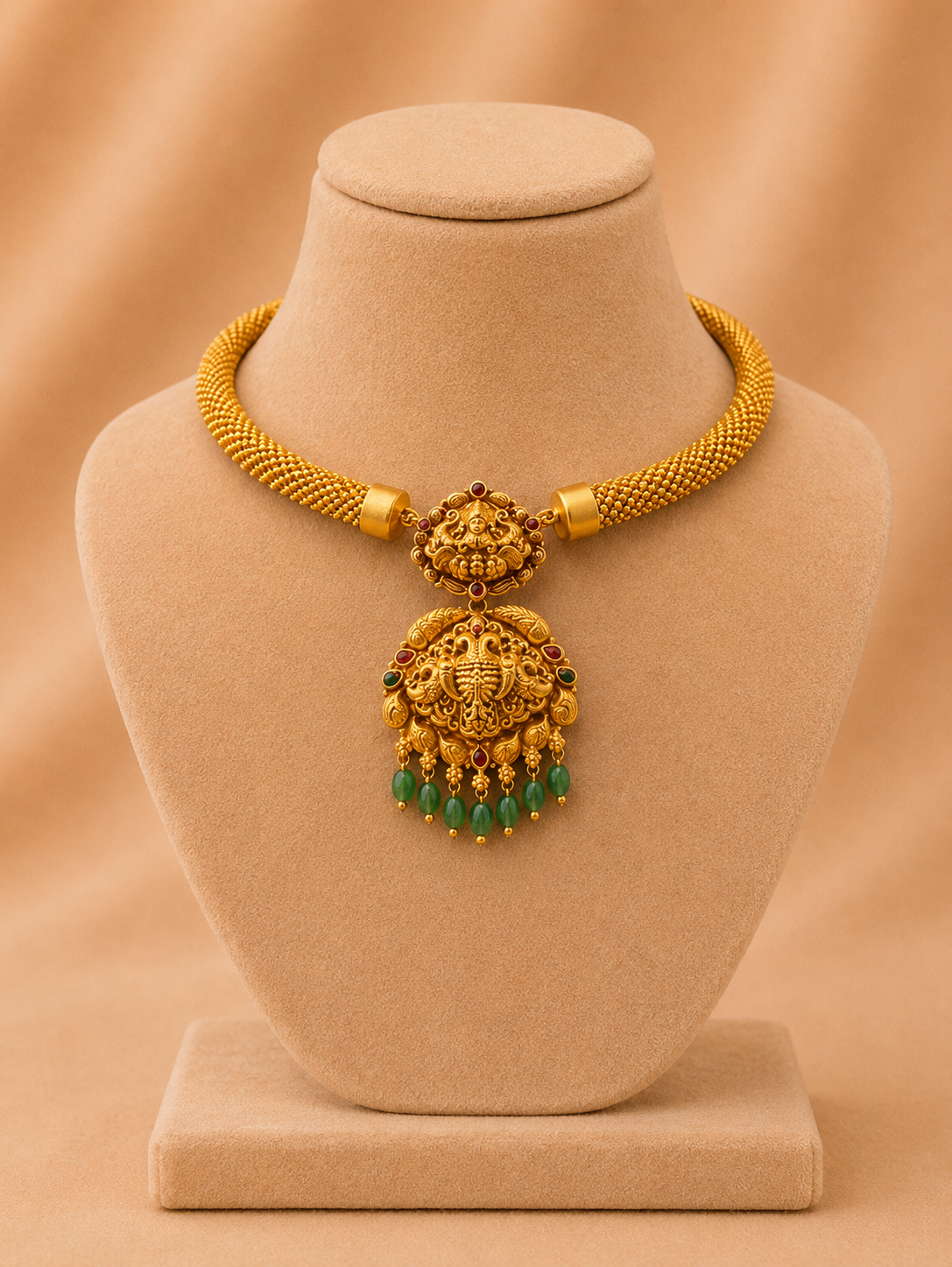 Short Necklace 92.5 Silver Gold Polish Fancy (9789)