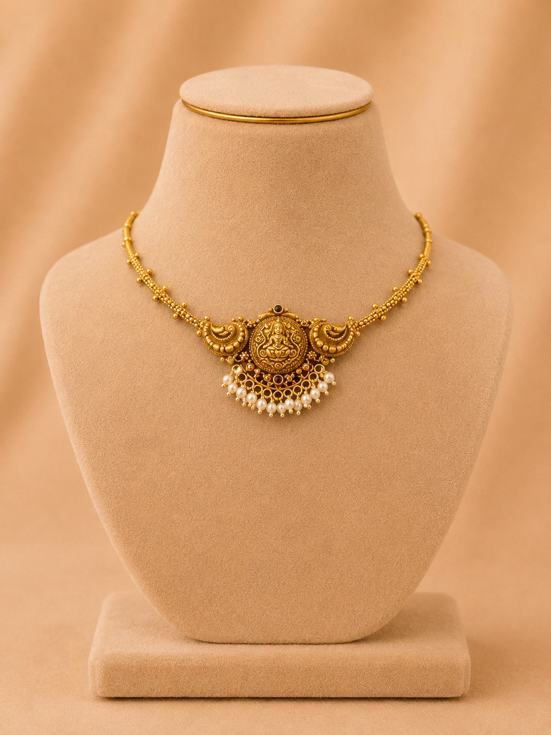 Short Necklace 92.5 Silver Gold Polish (9788)