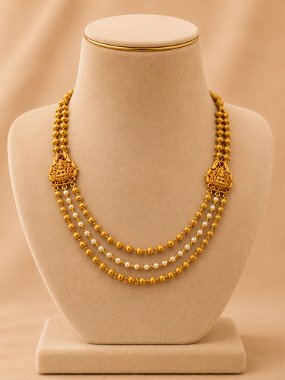 Beads Chain in 92.5 Silver Gold Polished (6733)