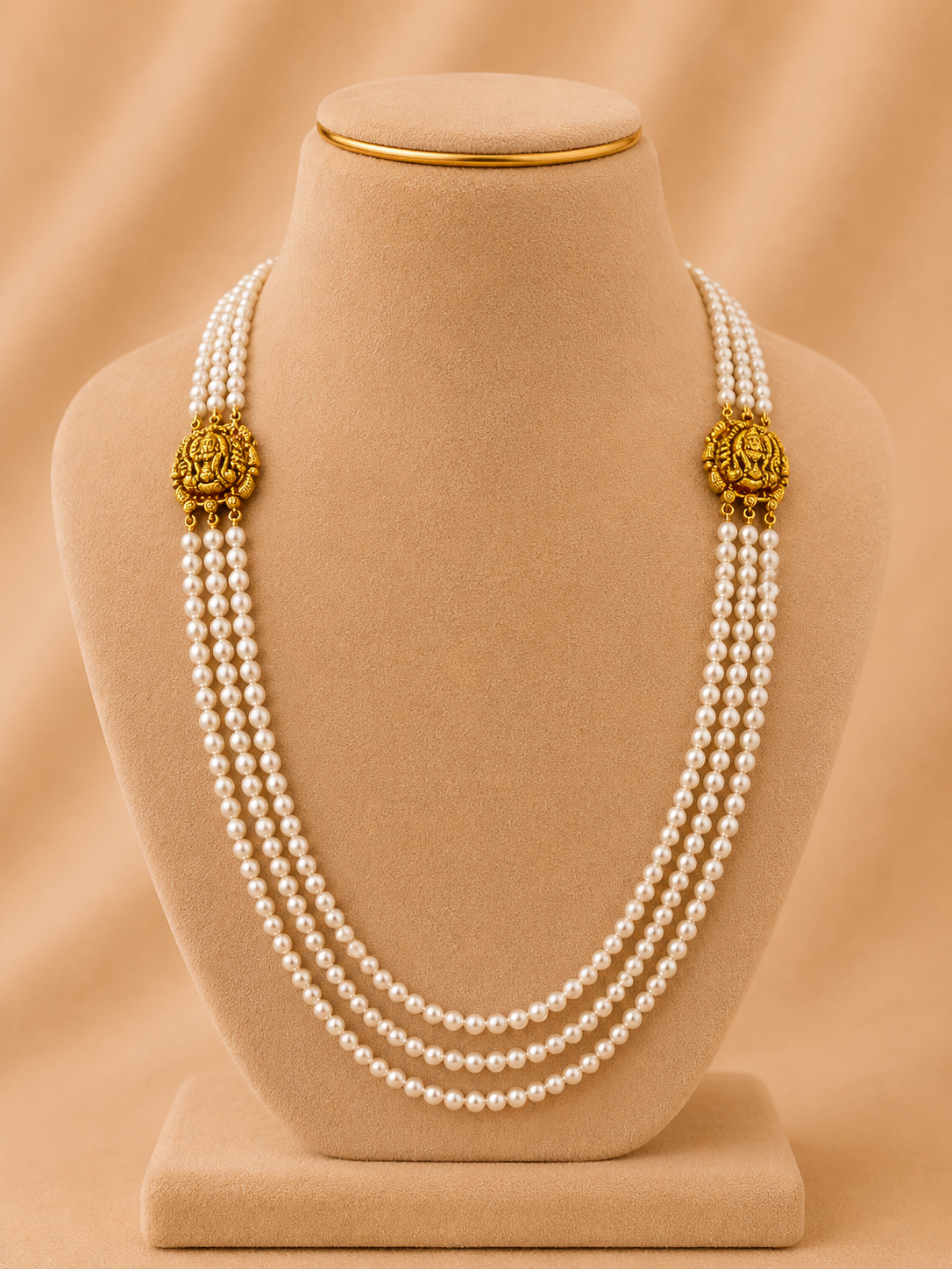 Beads Chain with 2 Mop in 92.5 Silver Gold Polished(6742)