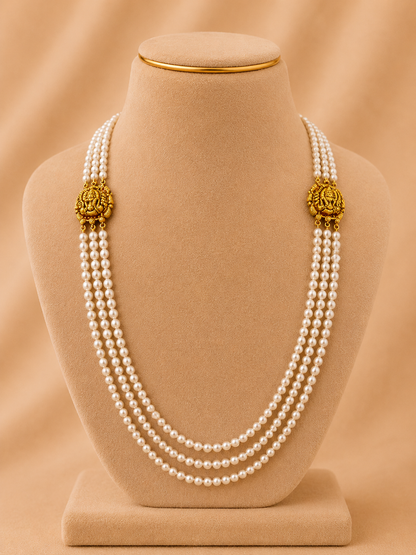 Beads Chain with 2 Mop in 92.5 Silver Gold Polished(6742)