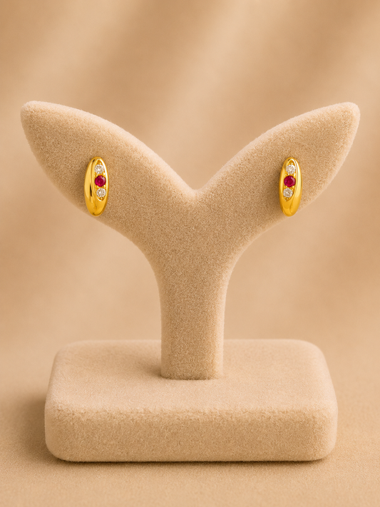 925 Sterling Silver Earrings for Women – Delicate Design, Gold Polished, BIS Hallmarked (1011)