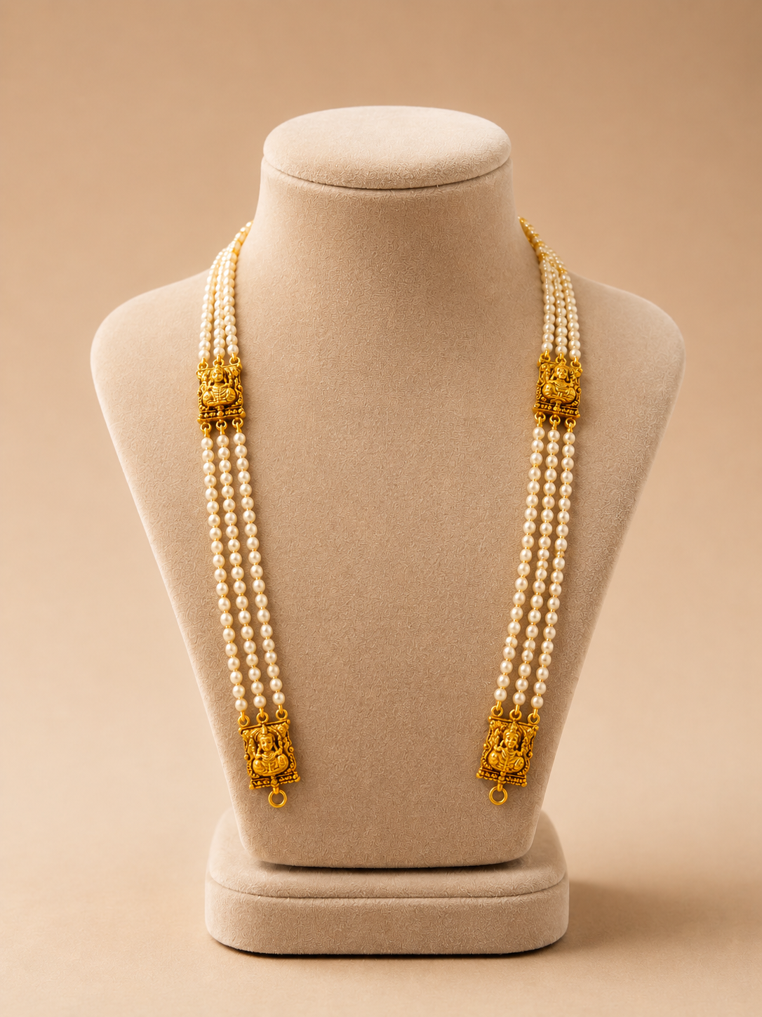 Beads Chain Without Pendant in 92.5 Silver Gold Polished (6754)