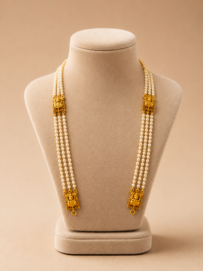 Beads Chain Without Pendant in 92.5 Silver Gold Polished (6754)