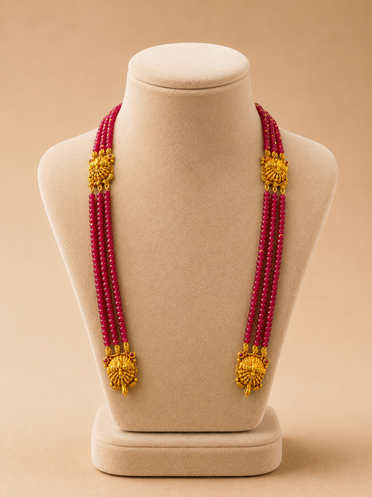 Beads Chain Without Pendant in 92.5 Silver Gold Polished (6751) - AURA925.COM