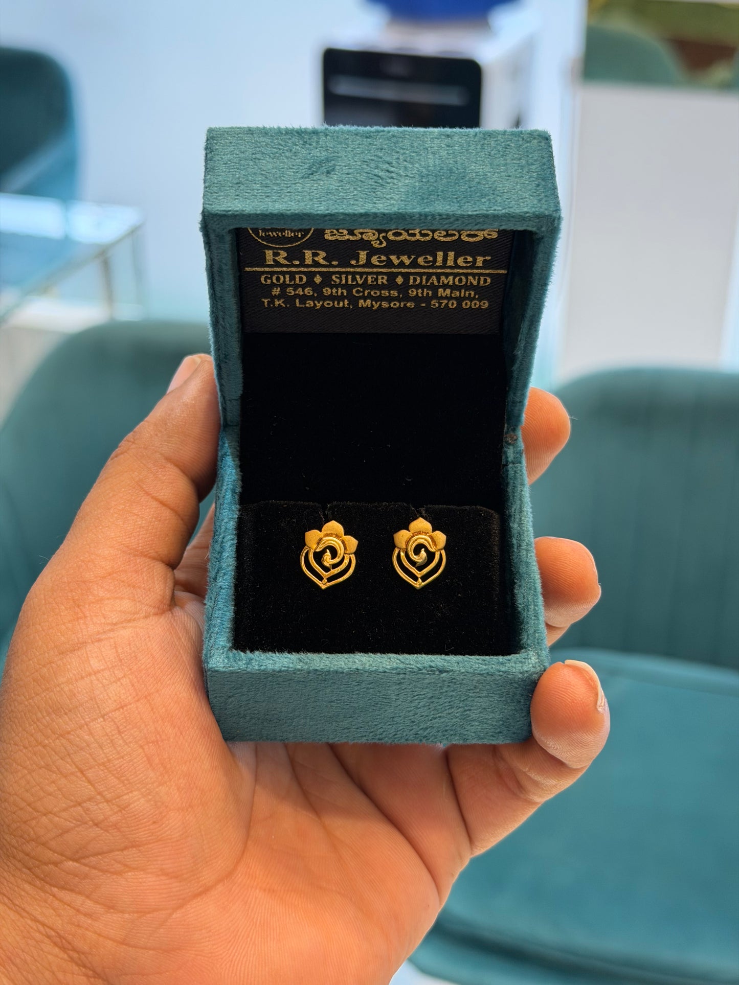 EARINGS/TOPS 92.5 SILVER GOLD POLISHED (1021)