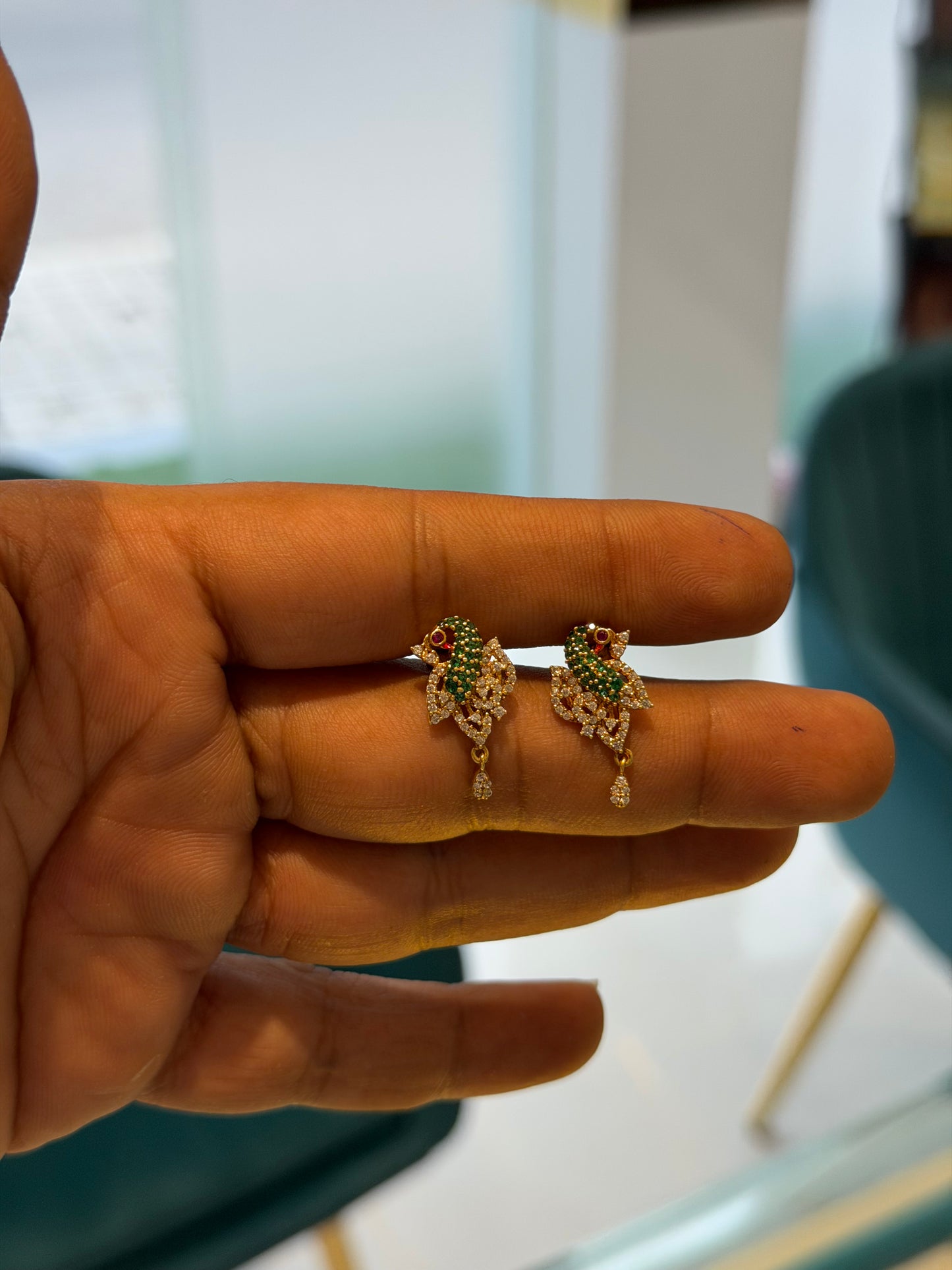 EARINGS/TOPS 92.5 SILVER GOLD POLISHED (1018)