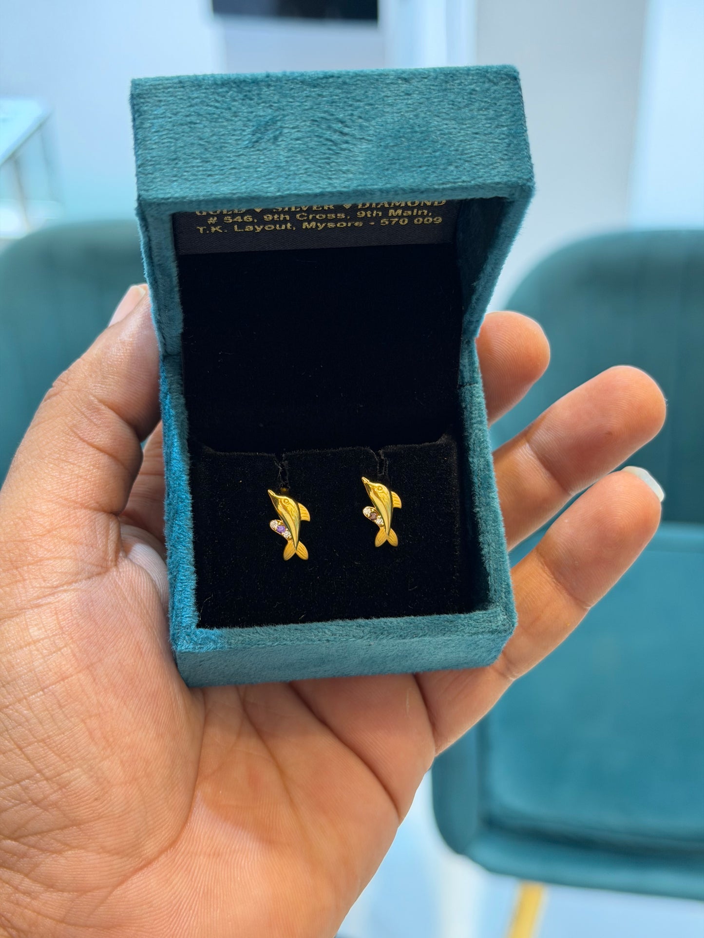 EARINGS/TOPS 92.5 SILVER GOLD POLISHED (1017)