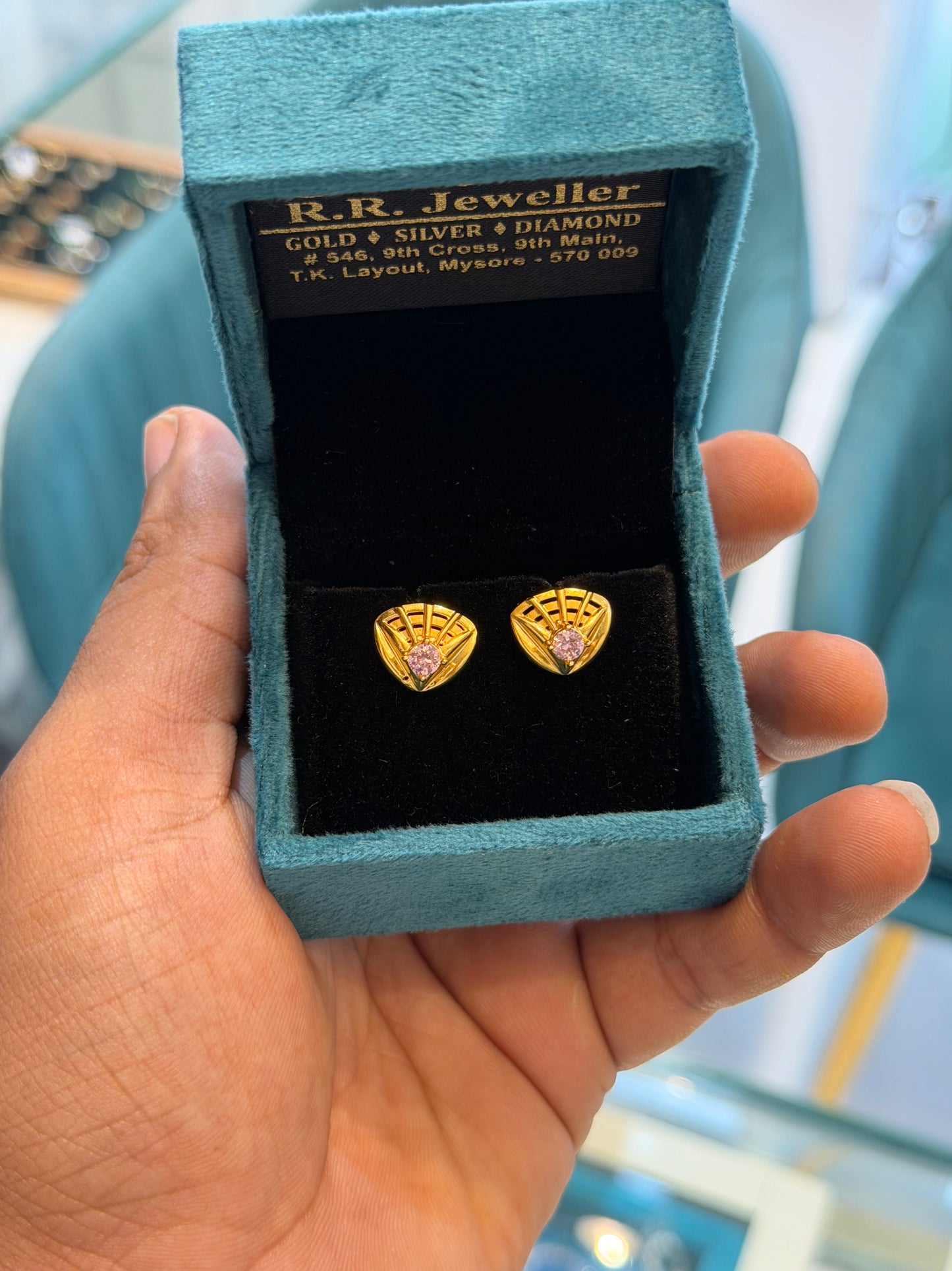 EARINGS/TOPS 92.5 SILVER GOLD POLISHED (1016)