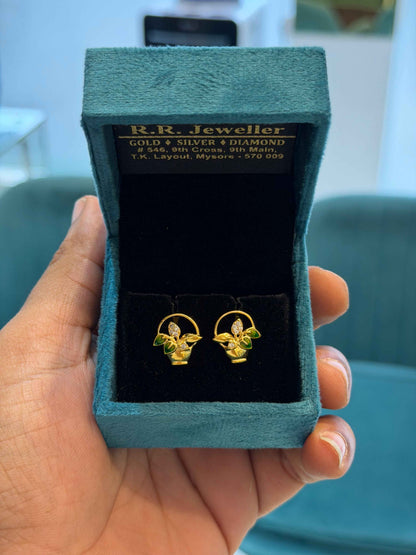 EARINGS/TOPS 92.5 SILVER GOLD POLISHED (1013)