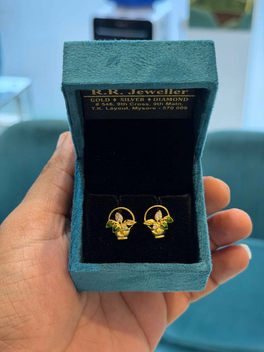 EARINGS/TOPS 92.5 SILVER GOLD POLISHED (1013)