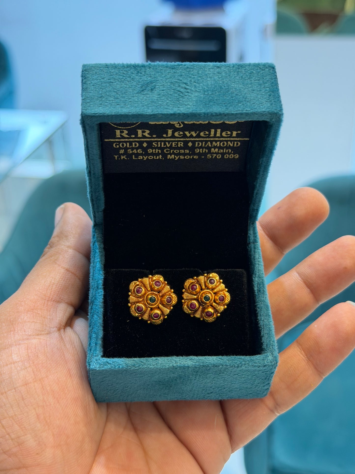 EARINGS/TOPS 92.5 SILVER GOLD POLISHED (1012)
