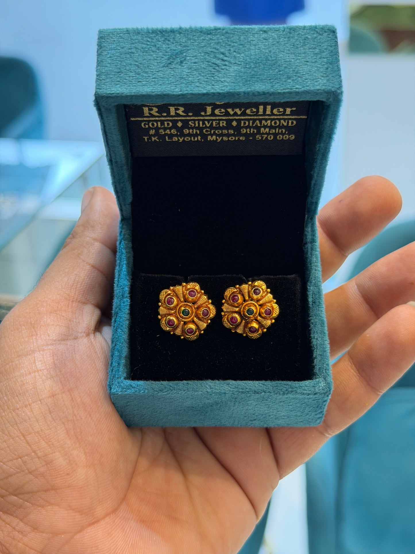 EARINGS/TOPS 92.5 SILVER GOLD POLISHED (1012)