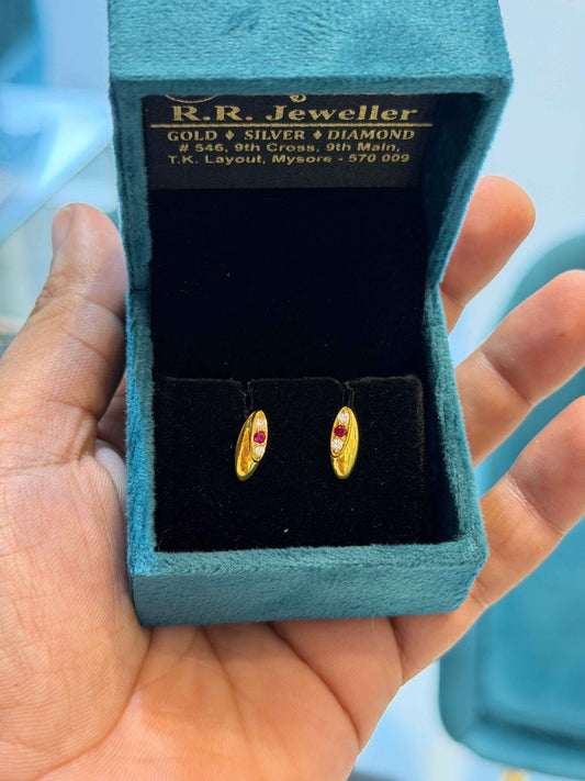 EARINGS/TOPS 92.5 SILVER GOLD POLISHED (1011)