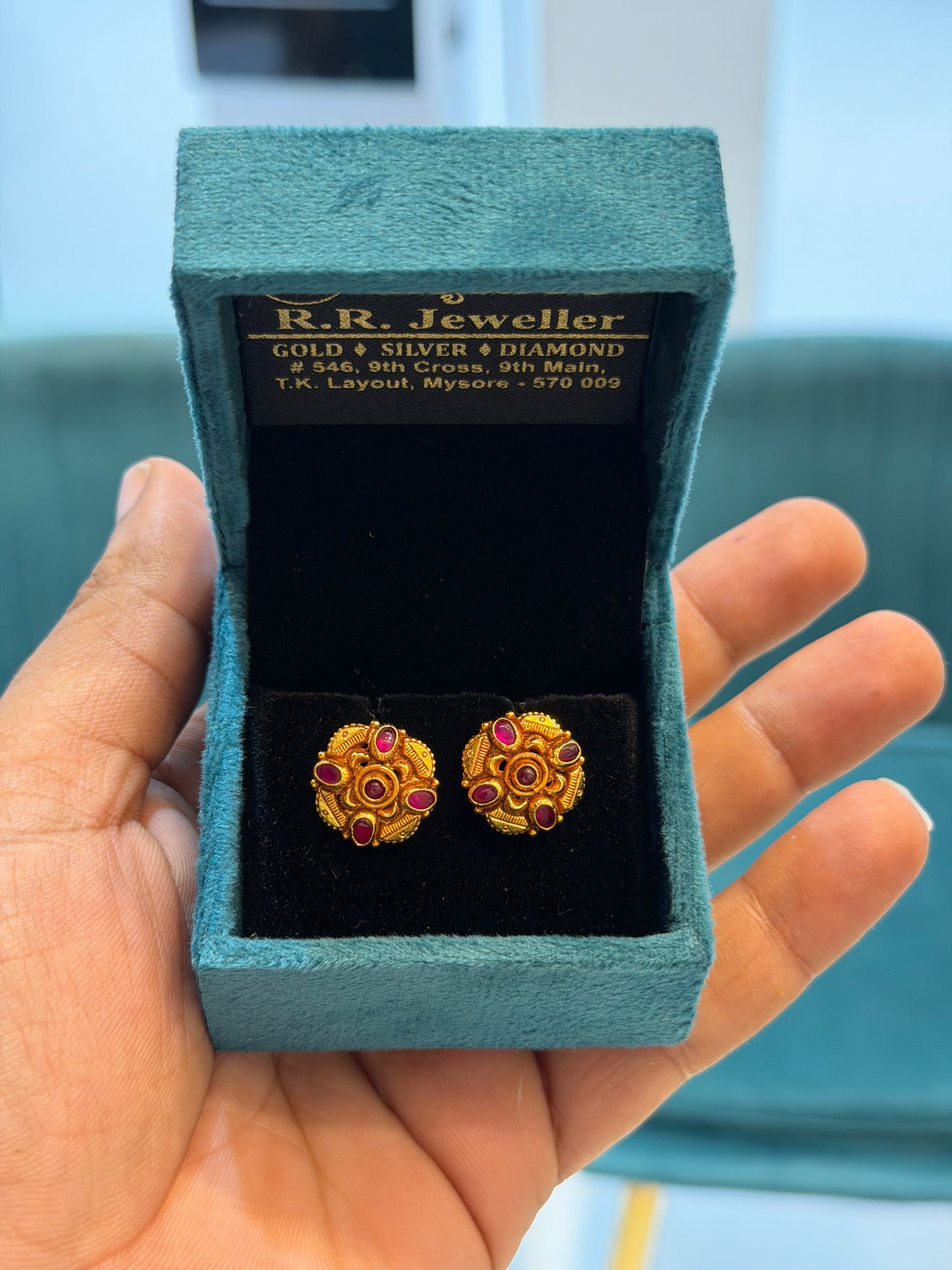 EARINGS/TOPS 92.5 SILVER GOLD POLISHED (1010)