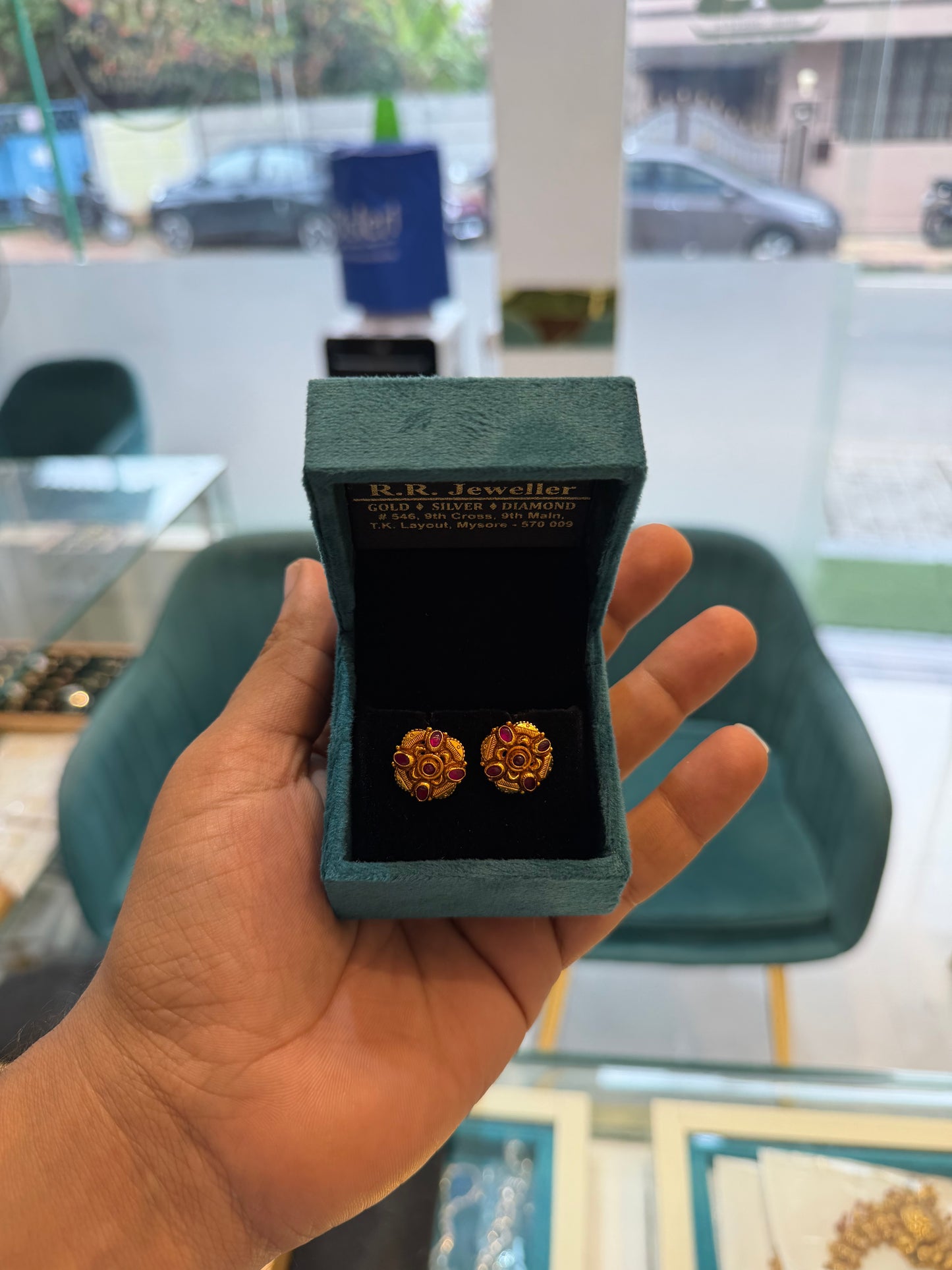 EARINGS/TOPS 92.5 SILVER GOLD POLISHED (1010)