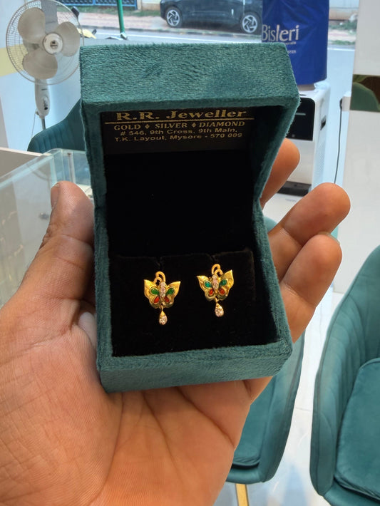 EARINGS/TOPS 92.5 SILVER GOLD POLISHED (1035)