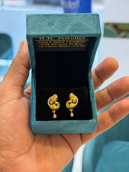 EARINGS/TOPS 92.5 SILVER GOLD POLISHED (1034)