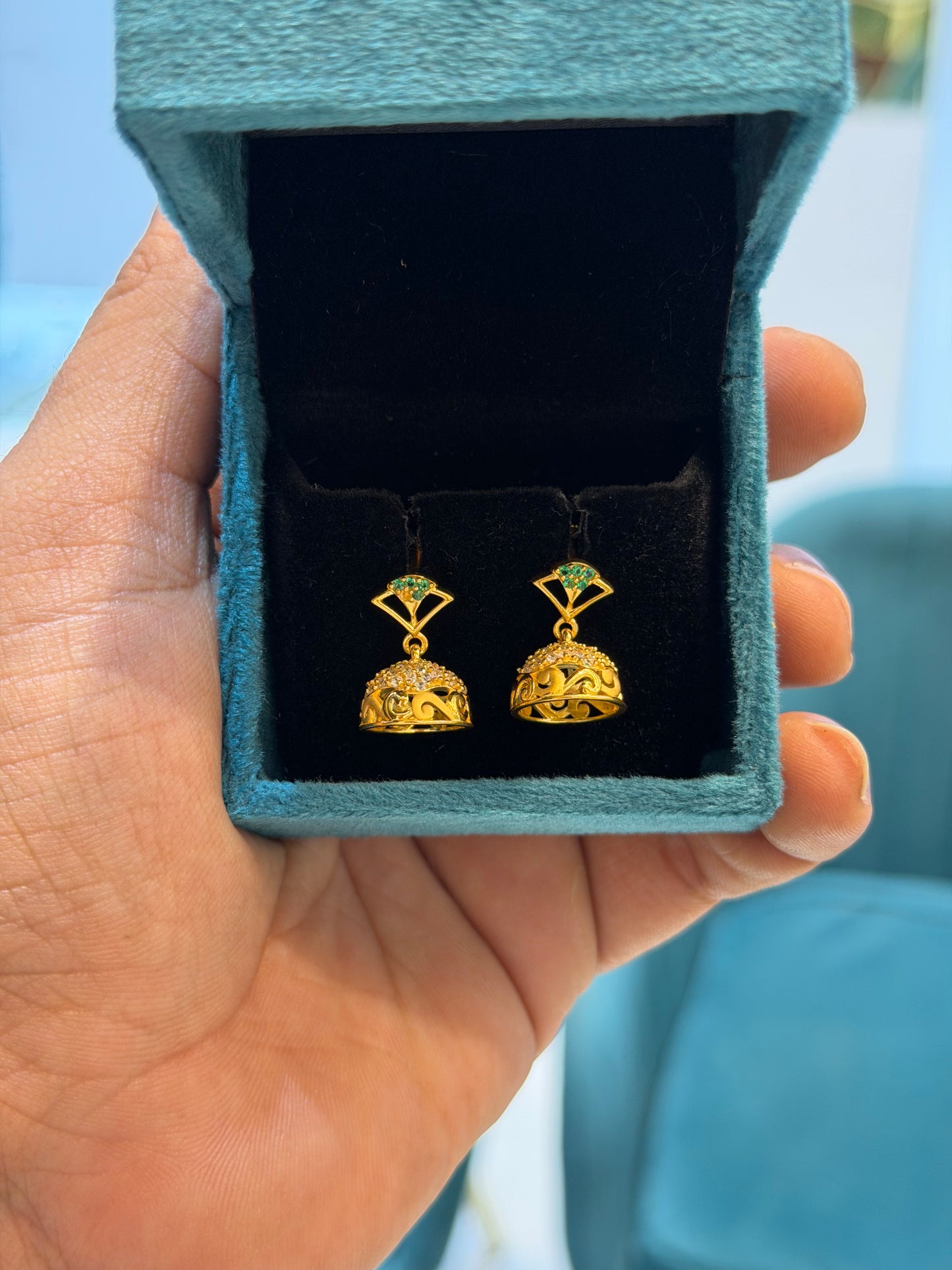 EARINGS/TOPS 92.5 SILVER GOLD POLISHED (1029)