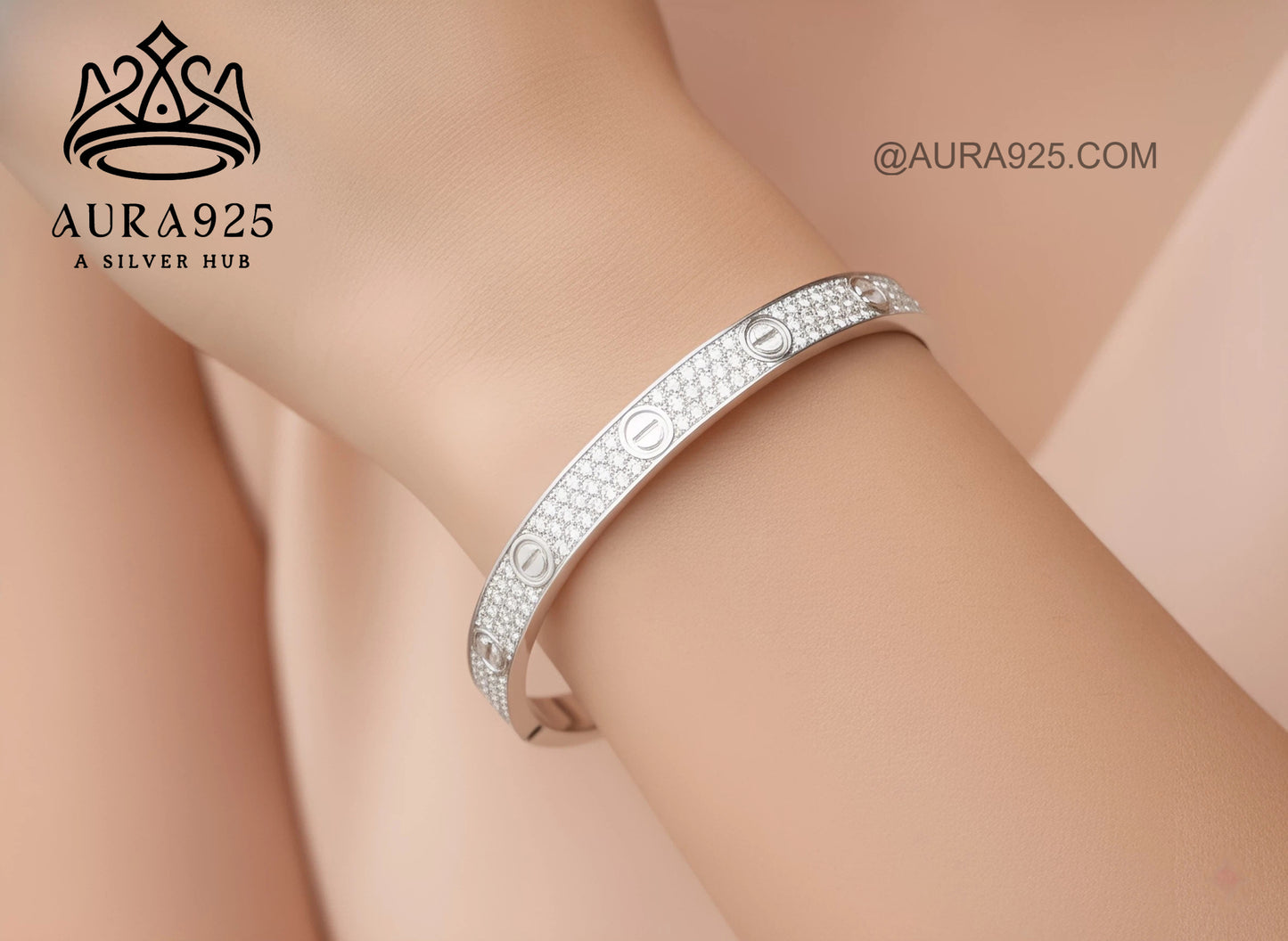 Dazzling Pave CZ Sterling Silver Bracelet for Ladies SLB-3621