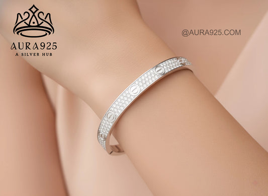 Dazzling Pave CZ Sterling Silver Bracelet for Ladies SLB-3621