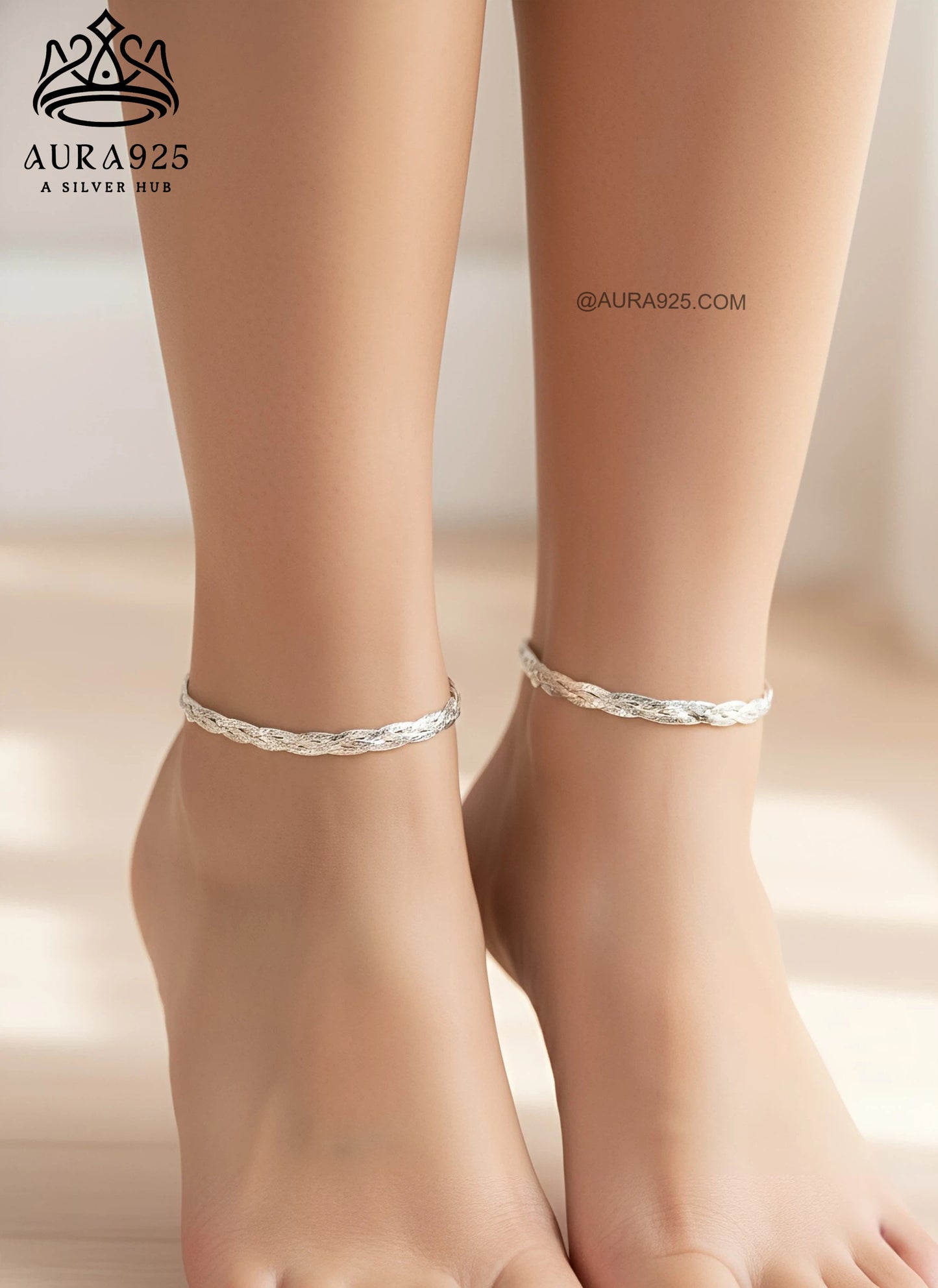 Intricate Braided Rope 925 Sterling Silver Anklet SLA-5144