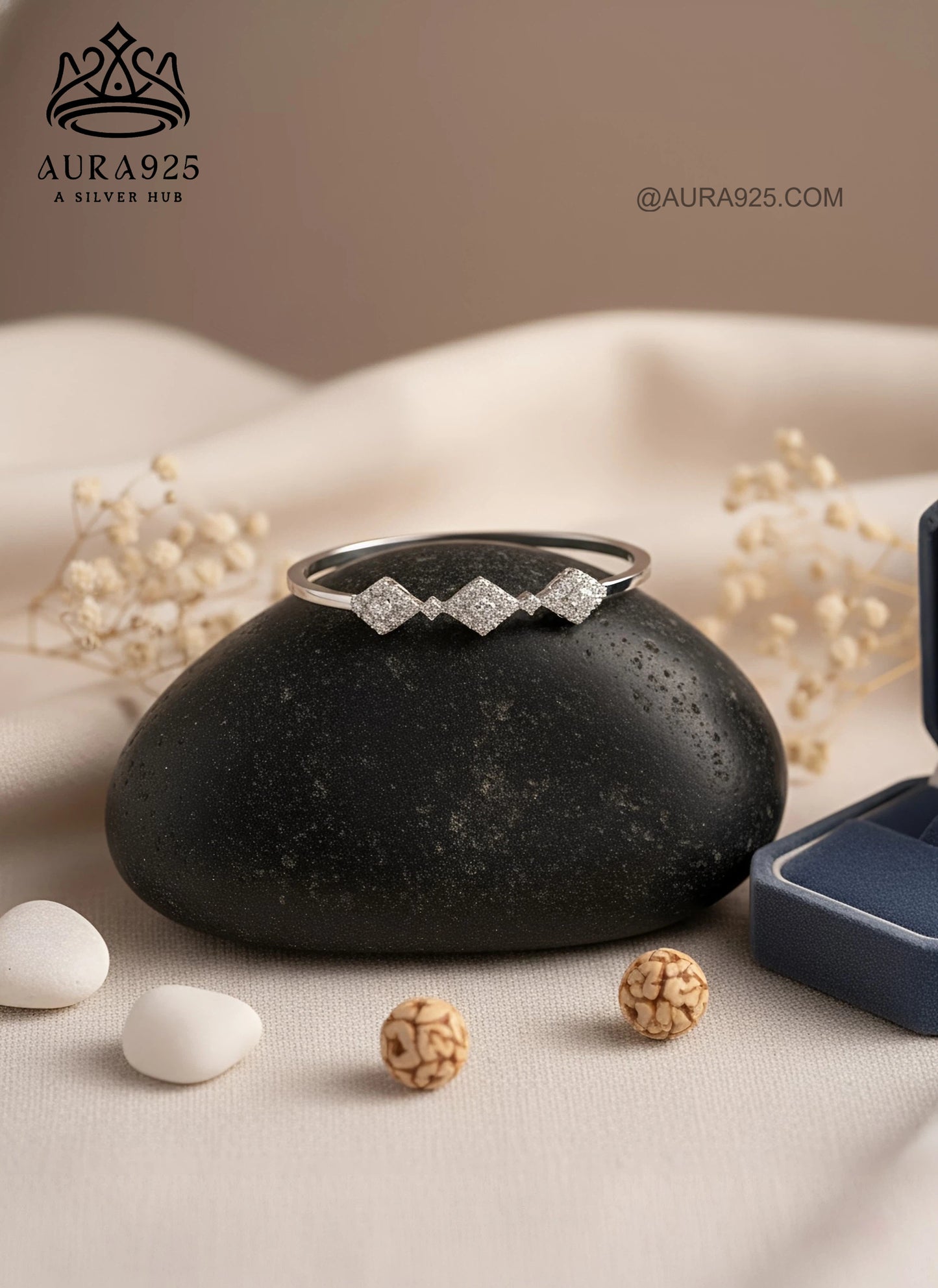 Geometric Pave Diamond Bracelet | 925 Sterling Silver Cuff  SLB-3627