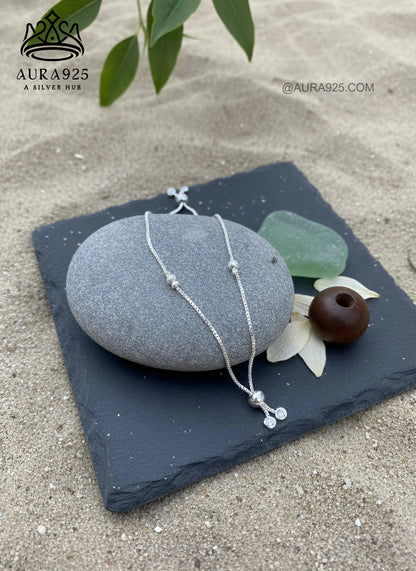 Adjustable Bolo Bracelet with Dainty CZ Drops | 925 Sterling Silver  SLB-3630