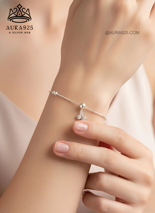 Adjustable Bolo Bracelet with Dainty CZ Drops | 925 Sterling Silver  SLB-3630