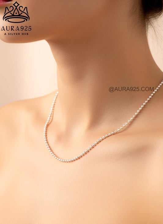 Dainty Sphere 925 Sterling Silver Chain SLC-1571