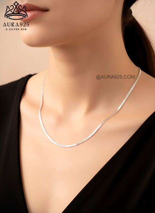 Faceted Mirror Finish 925 Sterling Silver Chain SLC-1575