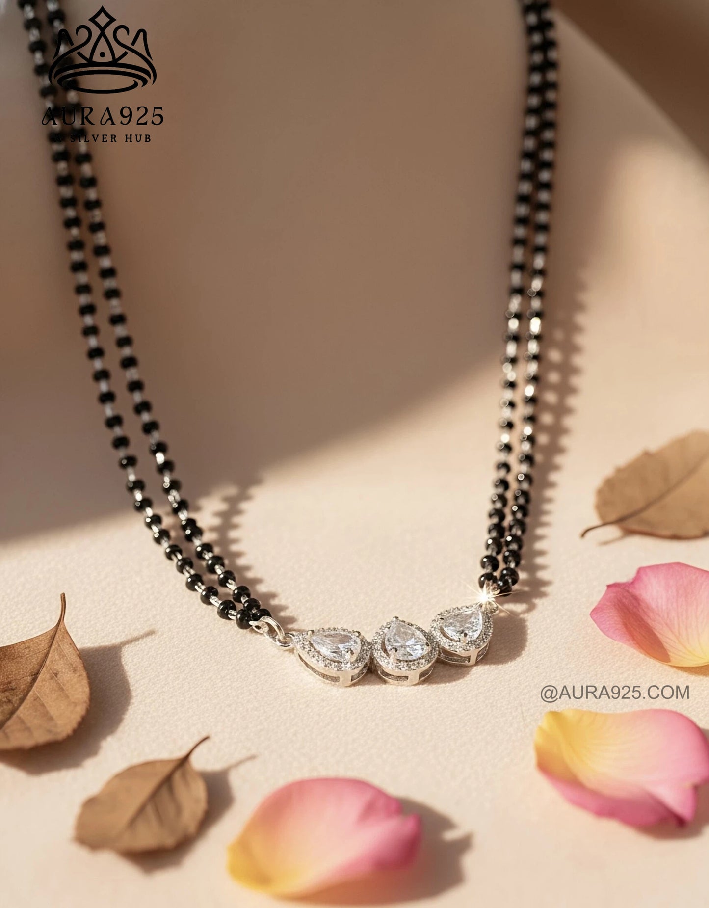 The Aura925 Trinity Drop Silver Mangalsutra SLM-2584