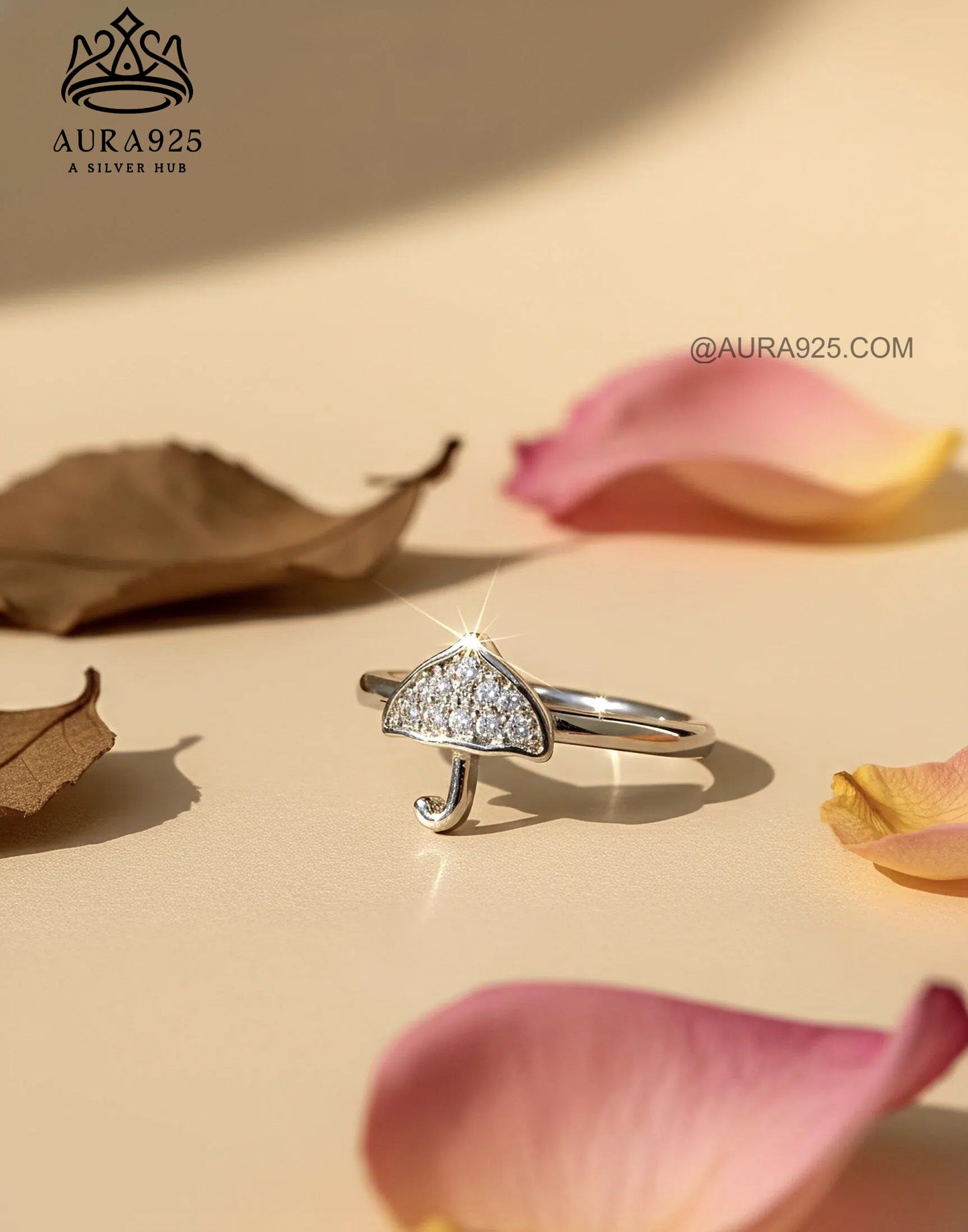 Sparkling Umbrella Dainty Ring: Pavé Zirconia & 925 Silver SLR-5850