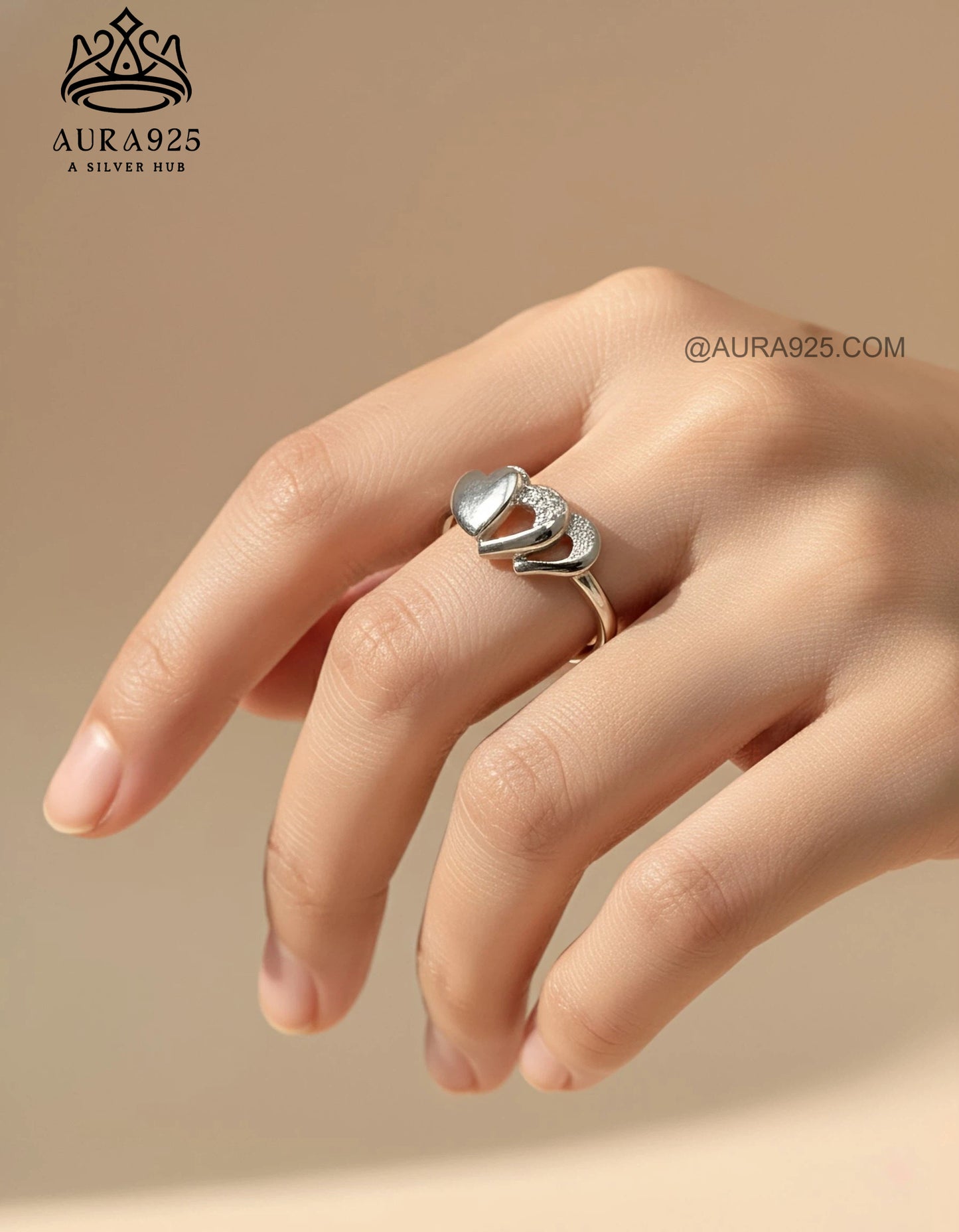 Intertwined Hearts Ring: Pavé Accent & 925 Silver SLR-5851