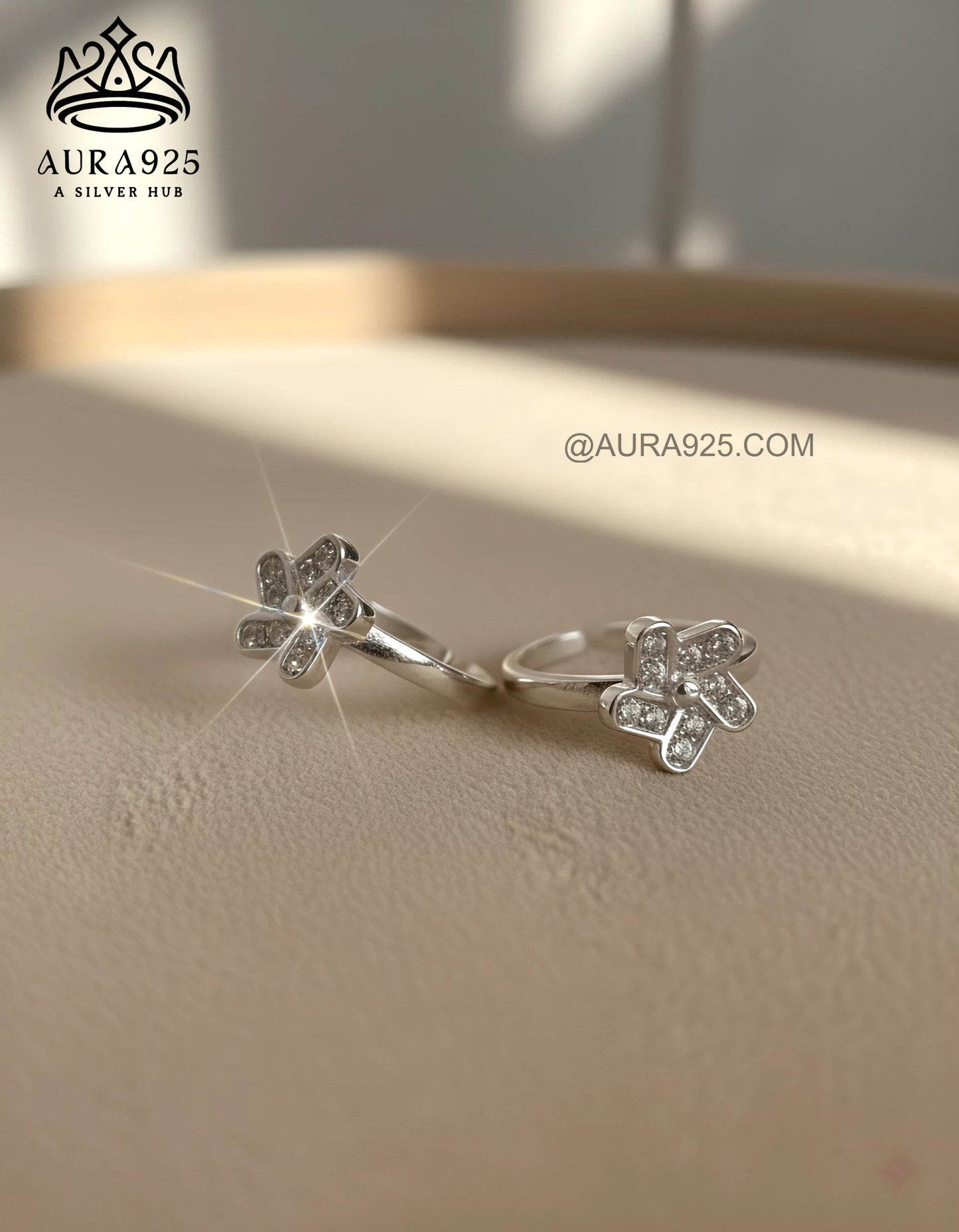 Dazzling Silver 925 Flower Toe Rings SLTR-9921