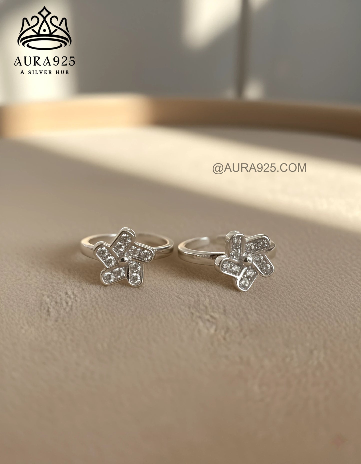 Dazzling Silver 925 Flower Toe Rings SLTR-9921