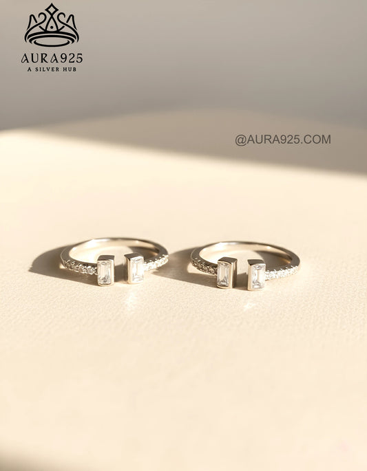 Modern Minimalist Silver 925 Baguette Toe Rings  SLTR-9922