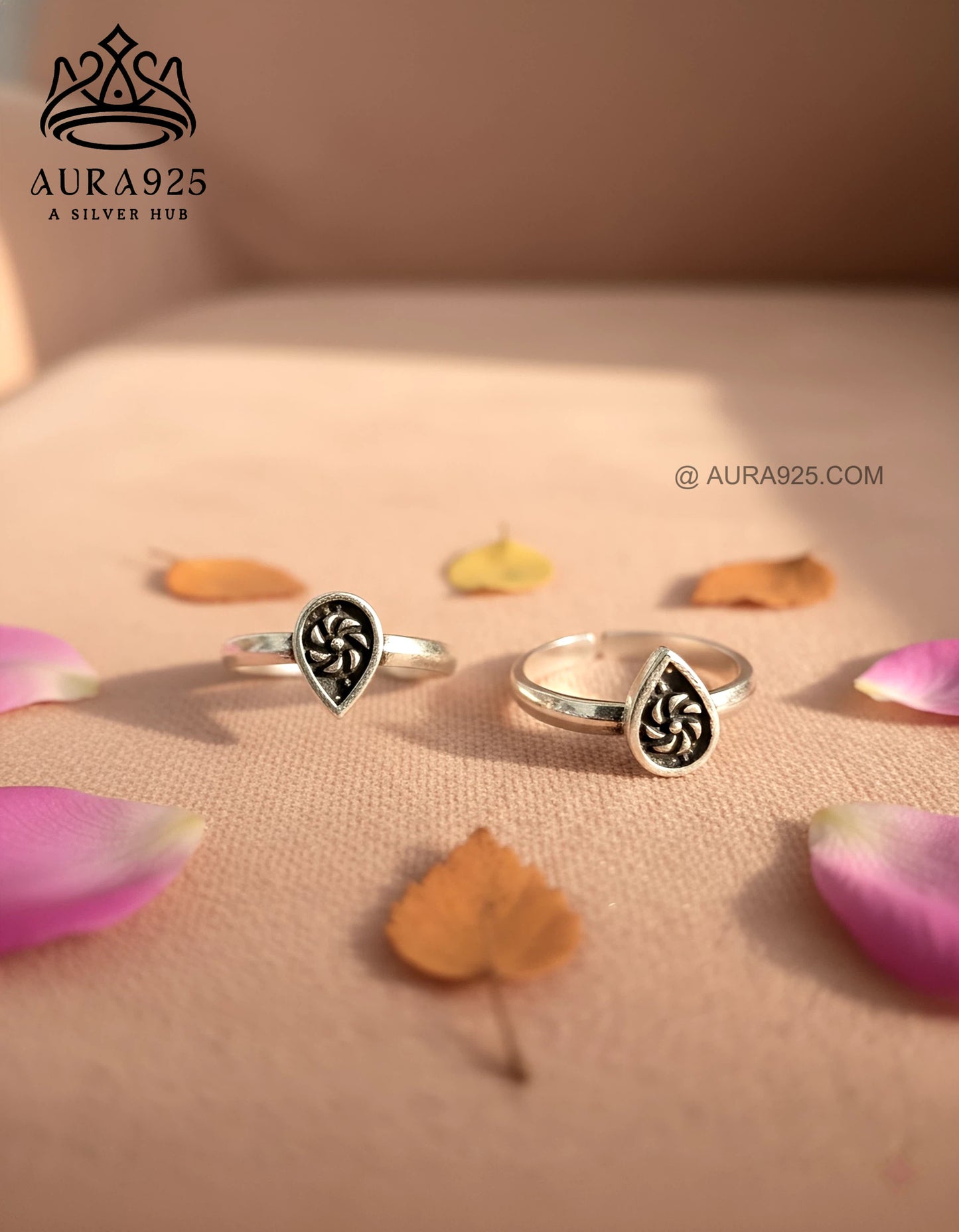 Oxidized Silver 925 Teardrop Toe Rings (Ghungroo Style) SLTR-9923