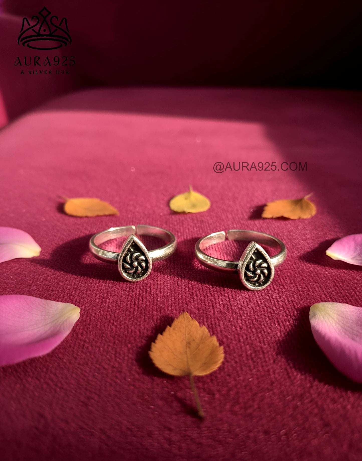 Oxidized Silver 925 Teardrop Toe Rings (Ghungroo Style) SLTR-9923