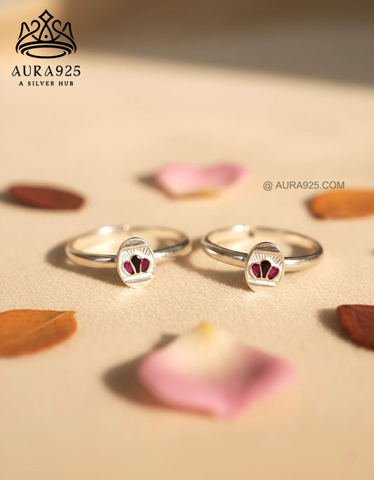 Regal Silver 925 Crown Toe Ring Pair  SLTR-9927